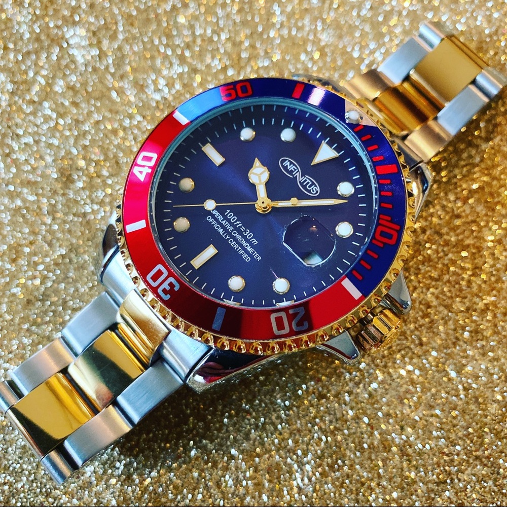 Automatic blue red watch